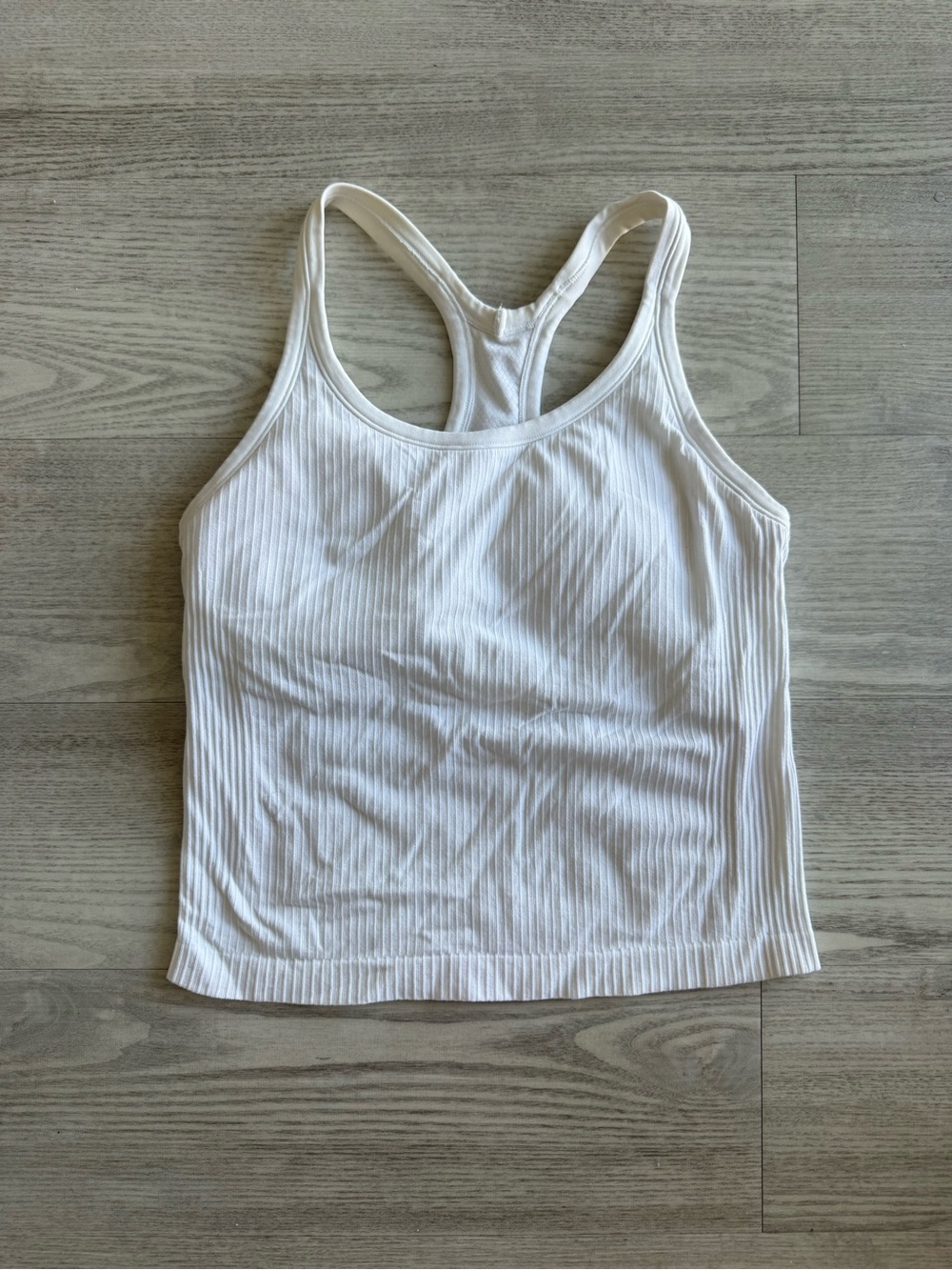 White Ribbed Racerback Tank Top - Brand
